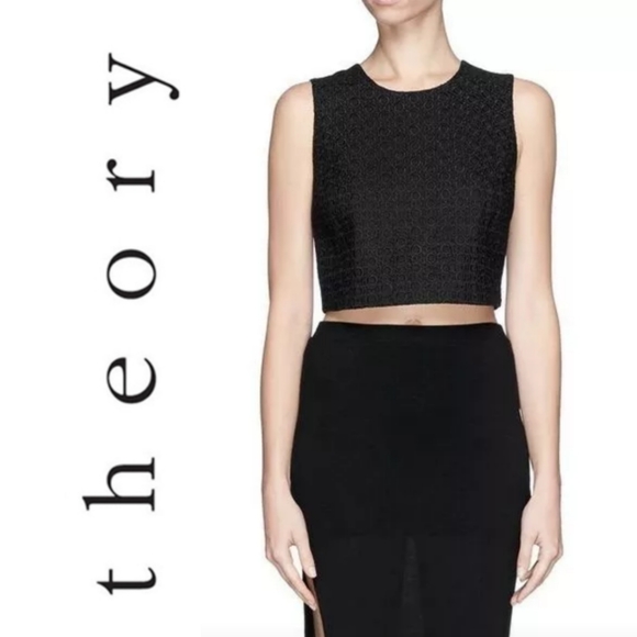 Theory Tops - THEORY Yuranda Black Eyelet Tank Sz S
